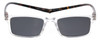Front View of Magz Gramercy Magnetic Neck Hanging SunGlasses w/ Snap It Design in Crystal Transparent Tortoise Havana Brown Gold with Smoke Grey Lenses