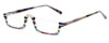Profile View of Johann Von Goisern  Designer Single Vision Prescription Rx Eyeglasses in Grey Marble Horn Yellow Blue Crystal Stripe Unisex Rectangle Semi-Rimless Acetate 51 mm