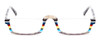 Front View of Johann Von Goisern  Designer Single Vision Prescription Rx Eyeglasses in Grey Marble Horn Yellow Blue Crystal Stripe Unisex Rectangle Semi-Rimless Acetate 51 mm