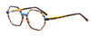 Profile View of Johann Von Goisern Hexagon Designer Reading Glasses in Tortoise Stripe Blue 50mm