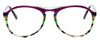 Front View of Johann Von Goisern  Designer Reading Eye Glasses with Custom Cut Powered Lenses in Purple Green Crystal Fade Unisex Oversized Full Rim Acetate 56 mm