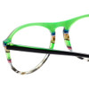 Close Up View of Johann Von Goisern  Designer Reading Eye Glasses with Custom Cut Powered Lenses in Purple Green Crystal Fade Unisex Oversized Full Rim Acetate 56 mm