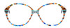 Front View of Johann Von Goisern  Designer Progressive Lens Prescription Rx Eyeglasses in Crystal Orange Blue Green Stripe Unisex Oversized Full Rim Acetate 57 mm