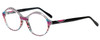 Profile View of Johann Von Goisern  Designer Reading Eye Glasses with Custom Cut Powered Lenses in Black Crystal Zebra Stripe Purple Pink Unisex Oval Full Rim Acetate 52 mm