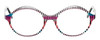Front View of Johann Von Goisern  Designer Progressive Lens Prescription Rx Eyeglasses in Black Crystal Zebra Stripe Purple Pink Unisex Oval Full Rim Acetate 52 mm