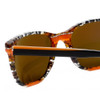 Close Up View of Johann Von Goisern Classic Sunglasses Grey Cheetah Crystal Stripe/Amber Brown 55mm