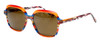 Profile View of Johann Von Goisern Designer Sunglasses Orange Red Crystal Stripe/Amber Brown 54 mm