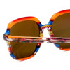 Close Up View of Johann Von Goisern Designer Sunglasses Orange Red Crystal Stripe/Amber Brown 54 mm