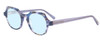 Profile View of Eyebobs Heda Letus Designer Progressive Lens Blue Light Blocking Eyeglasses in Blue Pearl Silver Grey Marble Unisex Round Full Rim Acetate 47 mm