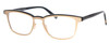 Profile View of Eyebobs Win Win Designer Blue Light Blocking Eyeglasses in Gold Black Unisex Classic Full Rim Metal 51 mm