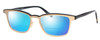 Profile View of Eyebobs Win Win Designer Polarized Reading Sunglasses with Custom Cut Powered Blue Mirror Lenses in Gold Black Unisex Classic Full Rim Metal 51 mm