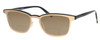 Profile View of Eyebobs Win Win Designer Polarized Reading Sunglasses with Custom Cut Powered Amber Brown Lenses in Gold Black Unisex Classic Full Rim Metal 51 mm