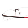 Close Up View of Porsche Design P8341-A-56 Designer Reading Eye Glasses with Custom Cut Powered Lenses in Gun Metal Black Matte Red Unisex Square Rimless Stainless Steel 56 mm
