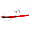 Close Up View of Porsche Design P8153-D-58 Designer Reading Eye Glasses with Custom Cut Powered Lenses in Matte Dark Grey Crystal Red Unisex Rectangle Rimless Titanium 58 mm