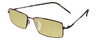 Profile View of Porsche Design P8197-D-54 Designer Polarized Reading Sunglasses with Custom Cut Powered Sun Flower Yellow Lenses in Satin Purple Unisex Rectangle Full Rim Titanium 54 mm