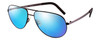 Profile View of Porsche Design P8280-A-59 Designer Polarized Sunglasses with Custom Cut Blue Mirror Lenses in Black Gun Metal Unisex Aviator Full Rim Titanium 59 mm