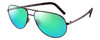 Profile View of Porsche Design P8280-A-59 Designer Polarized Reading Sunglasses with Custom Cut Powered Green Mirror Lenses in Black Gun Metal Unisex Aviator Full Rim Titanium 59 mm