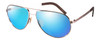Profile View of Porsche Design P8280-B-59 Designer Polarized Sunglasses with Custom Cut Blue Mirror Lenses in Gun Metal Grey Silver Unisex Aviator Full Rim Titanium 59 mm