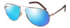 Profile View of Porsche Design P8280-B-59 Designer Polarized Reading Sunglasses with Custom Cut Powered Blue Mirror Lenses in Gun Metal Grey Silver Unisex Aviator Full Rim Titanium 59 mm