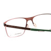 Close Up View of Porsche Design P8256-A-55 Designer Bi-Focal Prescription Rx Eyeglasses in Satin Chocolate Brown Green Unisex Square Full Rim Titanium 55 mm