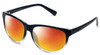 Profile View of Coyote BP-18 Designer Polarized Sunglasses with Custom Cut Red Mirror Lenses in Black Crystal Fade Unisex Oval Full Rim Acetate 52 mm