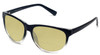 Profile View of Coyote BP-18 Designer Polarized Reading Sunglasses with Custom Cut Powered Sun Flower Yellow Lenses in Black Crystal Fade Unisex Oval Full Rim Acetate 52 mm