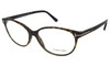Side View of Tom Ford TF5421-052 Designer Blue Light Blocking Eyeglasses in Tortoise Havana Brown Gold Ladies Cateye Full Rim Acetate 55 mm