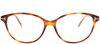 Front View of Tom Ford TF5421-053 Designer Reading Eye Glasses with Custom Cut Powered Lenses in Honey Tortoise Havana Brown Gold Ladies Cateye Full Rim Acetate 53 mm