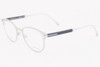 Profile View of Tom Ford TF5482-018 Round Full Rim Designer Reading Glasses in Silver Blue 50 mm