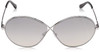Front View of Tom Ford TF564-18C Rania Round Sunglasses Rhodium Silver/Grey Smoke Mirror 64 mm