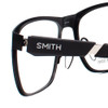 Close Up View of Smith Optics DRIVE TRAIN Designer Reading Eye Glasses with Custom Cut Powered Lenses in Matte Black Green Unisex Rectangle Full Rim Stainless Steel 57 mm