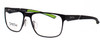 Profile View of Smith Optics DRIVE TRAIN Designer Blue Light Blocking Eyeglasses in Matte Black Green Unisex Rectangle Full Rim Stainless Steel 57 mm