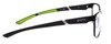 Side View of Smith Optics DRIVE TRAIN Designer Blue Light Blocking Eyeglasses in Matte Black Green Unisex Rectangle Full Rim Stainless Steel 57 mm