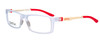 Profile View of Smith Optics PARAMOUNT Designer Progressive Lens Blue Light Blocking Eyeglasses in Matte Crystal Ivory White Red Unisex Rectangle Full Rim Acetate 53 mm