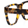 Close Up View of Smith Optics FREQUENCY Designer Bi-Focal Prescription Rx Eyeglasses in Yellow Havana Tokyo Tortoise Brown Gold Unisex Oversized Full Rim Acetate 55 mm