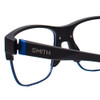 Close Up View of Smith Optics OUTSIDER Designer Progressive Lens Prescription Rx Eyeglasses in Matte Black Blue Mens Classic Full Rim Stainless Steel 55 mm