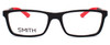 Front View of Smith Optic CLOCKWORK Rectangle Designer Reading Glasses in Matte Black Red 55mm