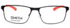 Front View of Smith Optics CASCADE Designer Reading Eye Glasses with Custom Cut Powered Lenses in Matte Black Coral Orange Unisex Rectangle Full Rim Acetate 58 mm