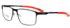 Profile View of Smith Optics CASCADE Designer Reading Eye Glasses with Custom Cut Powered Lenses in Matte Black Coral Orange Unisex Rectangle Full Rim Acetate 58 mm