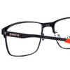 Close Up View of Smith Optics CASCADE Designer Single Vision Prescription Rx Eyeglasses in Matte Black Coral Orange Unisex Rectangle Full Rim Acetate 58 mm