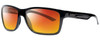 Profile View of Smith Optics DRAKE Designer Polarized Sunglasses with Custom Cut Red Mirror Lenses in Gloss Black Unisex Classic Full Rim Acetate 61 mm
