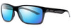 Profile View of Smith Optics DRAKE Designer Polarized Sunglasses with Custom Cut Blue Mirror Lenses in Gloss Black Unisex Classic Full Rim Acetate 61 mm