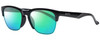 Profile View of Smith Optics HAYWIRE Designer Polarized Reading Sunglasses with Custom Cut Powered Green Mirror Lenses in Gloss Black Unisex Cateye Full Rim Acetate 55 mm