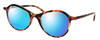 Profile View of Eyebobs Barbee Q 2603 30 Designer Polarized Sunglasses with Custom Cut Blue Mirror Lenses in Orange Tortoise Havana Brown Ladies Cateye Full Rim Acetate 49 mm