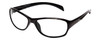 Profile View of Coyote BP-14 Designer Reading Eye Glasses in Gloss Black Unisex Wrap Full Rim Acetate 58 mm