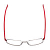 Top View of Porsche Design P8125-D-57 Designer Reading Eye Glasses with Custom Cut Powered Lenses in Dark Gun Metal & Red Unisex Rectangle Full Rim Titanium 57 mm