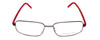 Front View of Porsche Design P8125-D-57 Designer Reading Eye Glasses with Custom Cut Powered Lenses in Dark Gun Metal & Red Unisex Rectangle Full Rim Titanium 57 mm