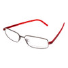 Profile View of Porsche Design P8125-D-57 Designer Reading Eye Glasses with Custom Cut Powered Lenses in Dark Gun Metal & Red Unisex Rectangle Full Rim Titanium 57 mm