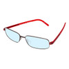 Profile View of Porsche Design P8125-D-57 Designer Blue Light Blocking Eyeglasses in Dark Gun Metal & Red Unisex Rectangle Full Rim Titanium 57 mm