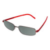 Profile View of Porsche Design P8125-D-57 Designer Polarized Sunglasses with Custom Cut Smoke Grey Lenses in Dark Gun Metal & Red Unisex Rectangle Full Rim Titanium 57 mm
